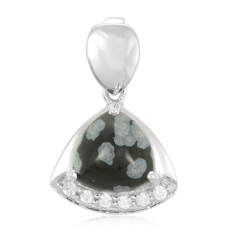 Schneeflocken-Obsidian-Silberanhänger