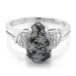 Schneeflocken-Obsidian-Silberring