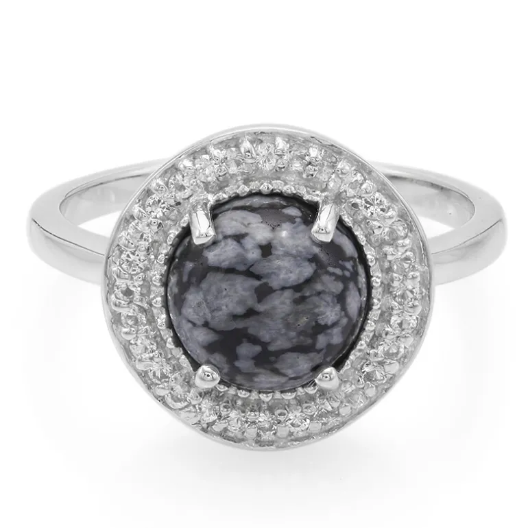 Schneeflocken-Obsidian-Silberring