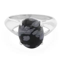 Schneeflocken-Obsidian-Silberring
