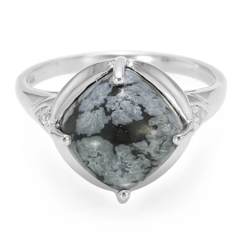 Schneeflocken-Obsidian-Silberring