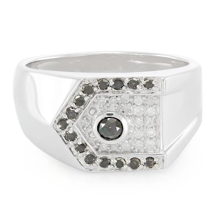 Schwarzer Diamant-Silberring