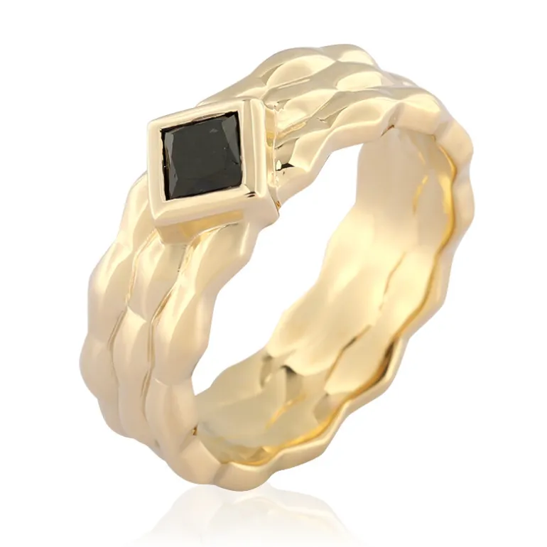 Schwarzer Diamant-Silberring (de Melo)