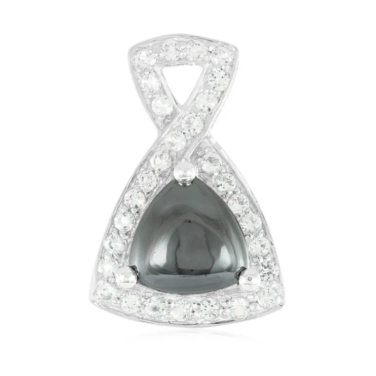 Schwarzer Hämatit-Silberanhänger