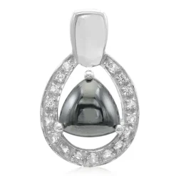 Schwarzer Hämatit-Silberanhänger