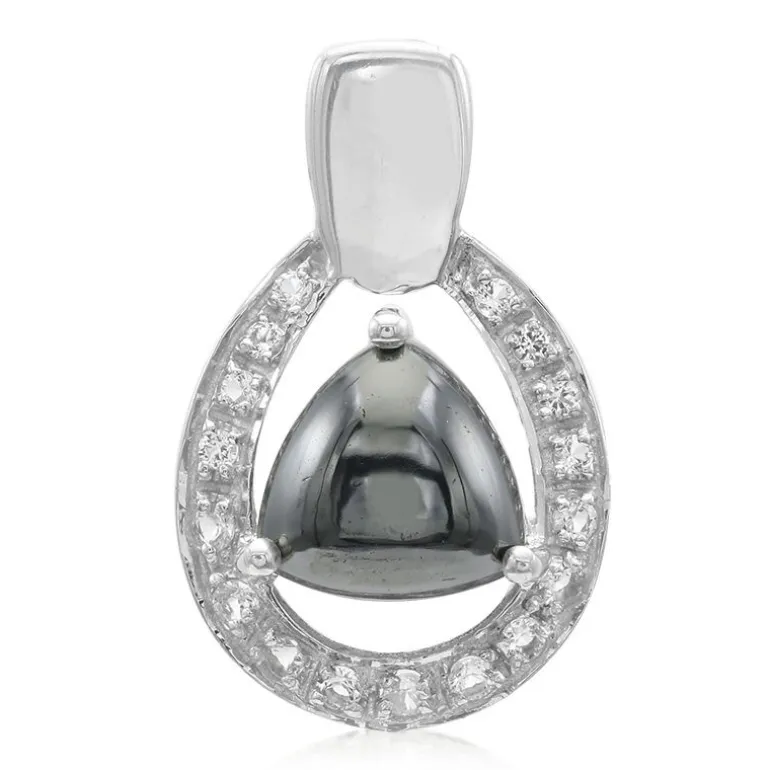 Schwarzer Hämatit-Silberanhänger