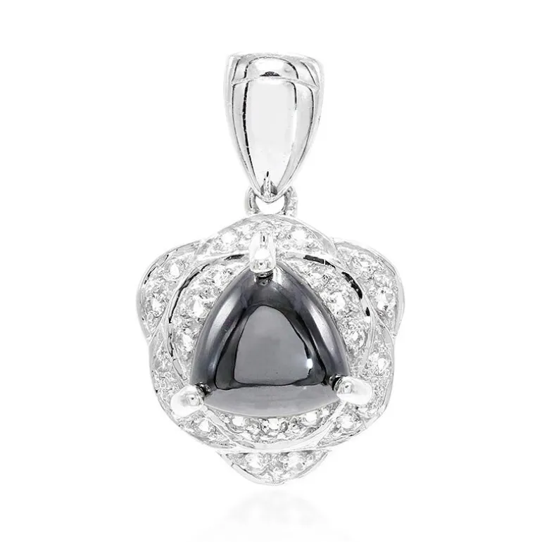 Schwarzer Hämatit-Silberanhänger