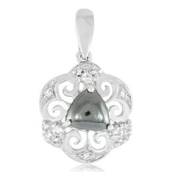 Schwarzer Hämatit-Silberanhänger