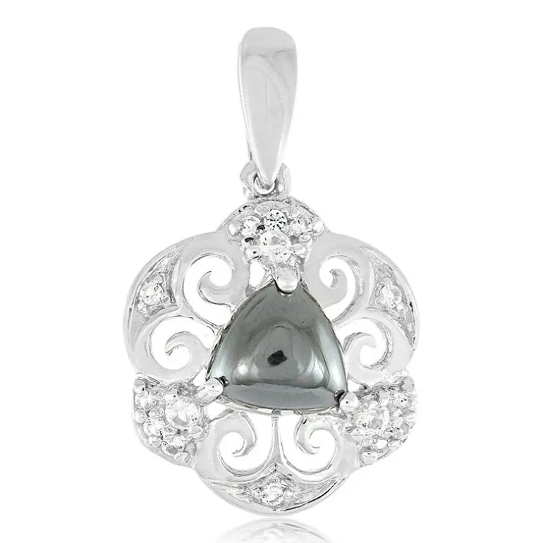 Schwarzer Hämatit-Silberanhänger