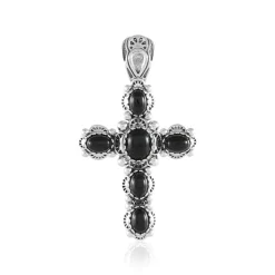 Schwarzer Onyx-Silberanhänger (Desert Chic)