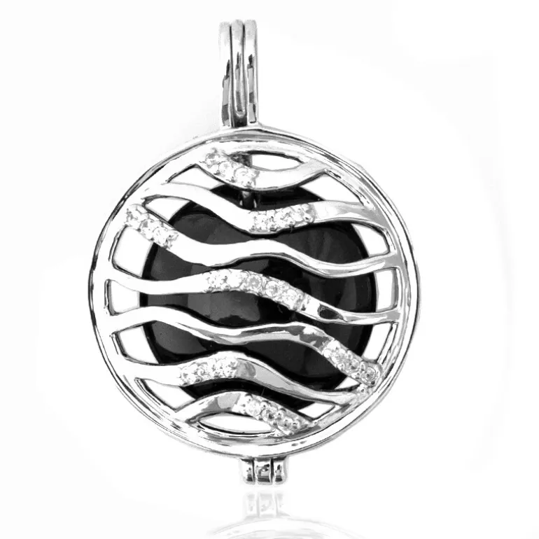 Schwarzer Onyx-Silberanhänger