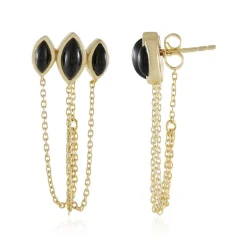 Schwarzer Onyx-Silberohrringe