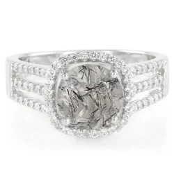 Schwarzer Rutilquarz-Silberring