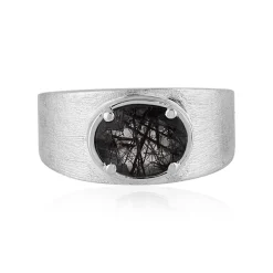 Schwarzer Rutilquarz-Silberring