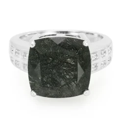 Schwarzer Rutilquarz-Silberring