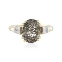 Schwarzer Rutilquarz-Silberring