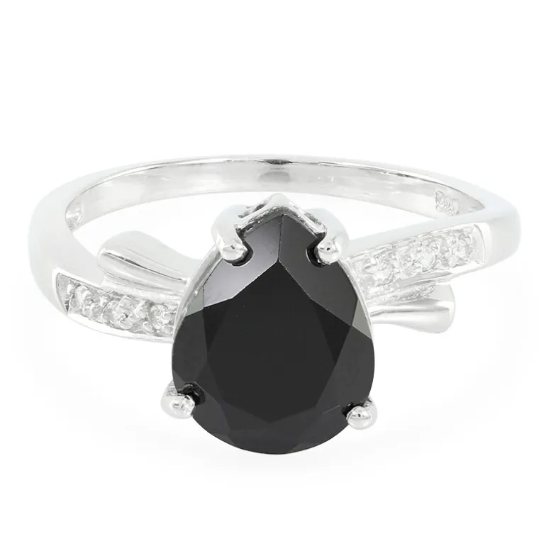 Schwarzer Spinell-Silberring