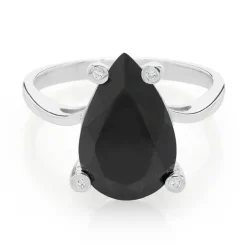 Schwarzer Spinell-Silberring