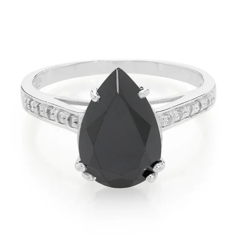 Schwarzer Spinell-Silberring