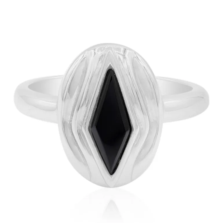 Schwarzer Spinell-Silberring