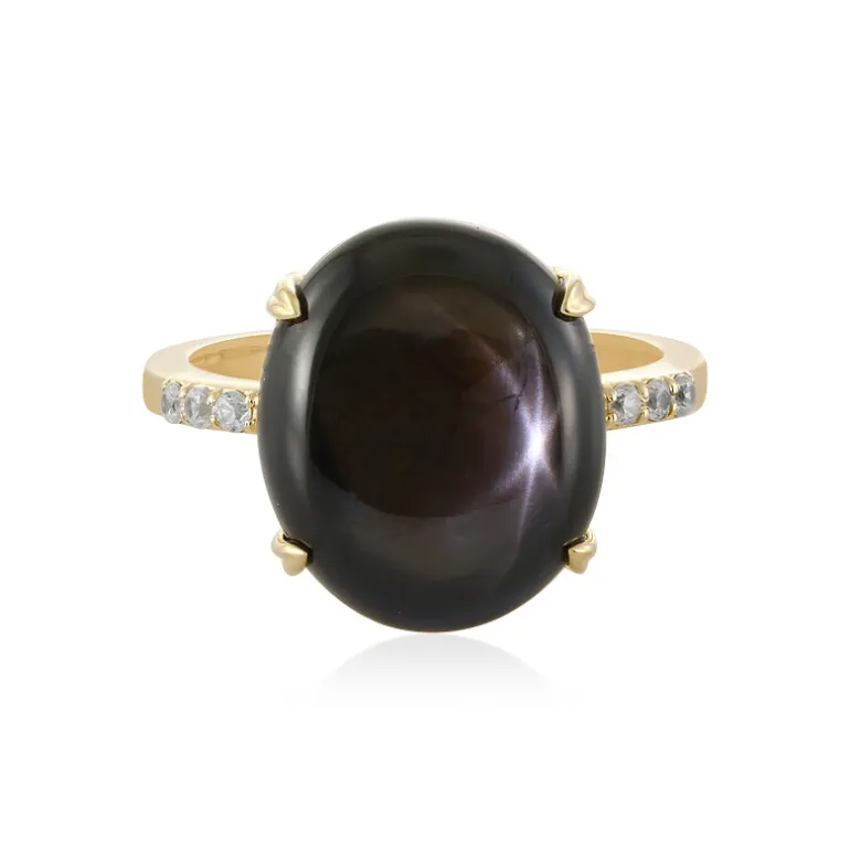 Schwarzer Stern-Saphir-Goldring