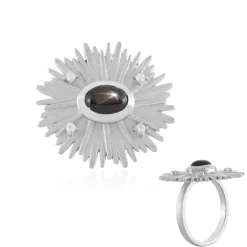 Schwarzer Stern-Saphir-Silberring