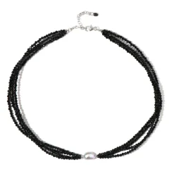 Schwarzer Turmalin-Silberhalskette