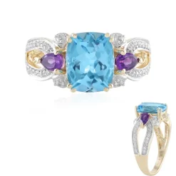 Schweizblauer Topas-Goldring (SUHANA)