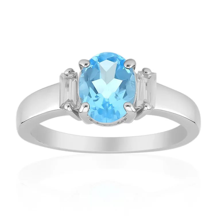 Schweizblauer Topas-Silberring