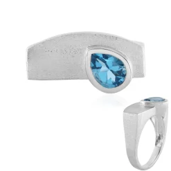 Schweizblauer Topas-Silberring (de Melo)