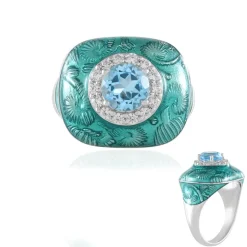 Schweizblauer Topas-Silberring (Adela Silber)