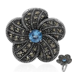 Schweizblauer Topas-Silberring (Annette classic)