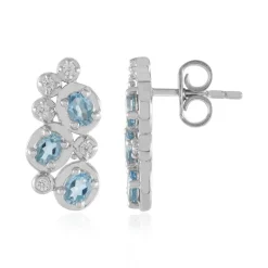 Schweizblauer Topas-Silberohrringe