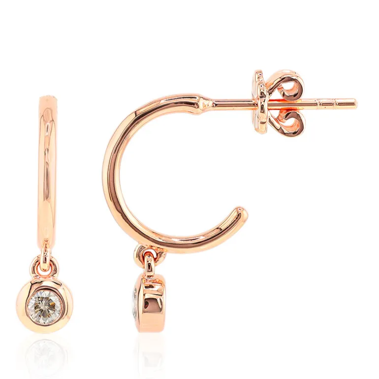 SI1 Argyle-Rose de France-Brillant-Goldohrringe