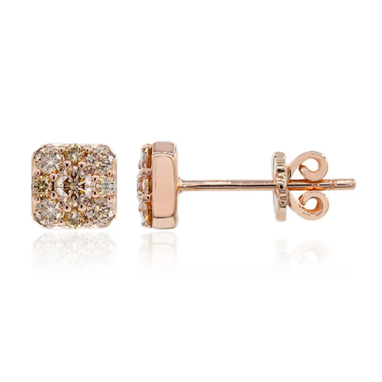 SI1 Argyle-Rose de France-Brillant-Goldohrringe