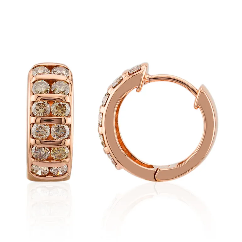 SI1 Argyle-Rose de France-Brillant-Goldohrringe