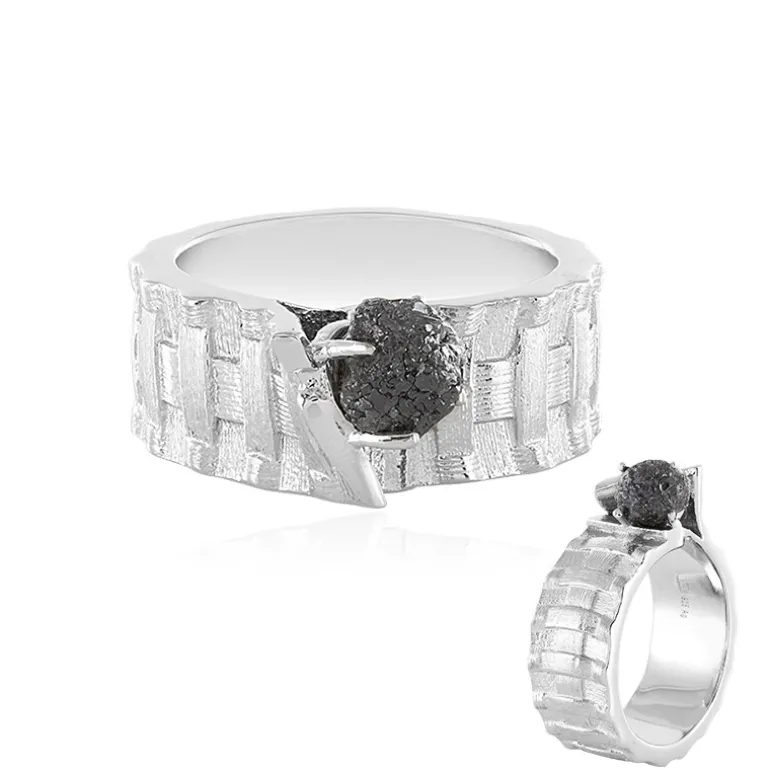 Silberfarbener Diamant-Silberring