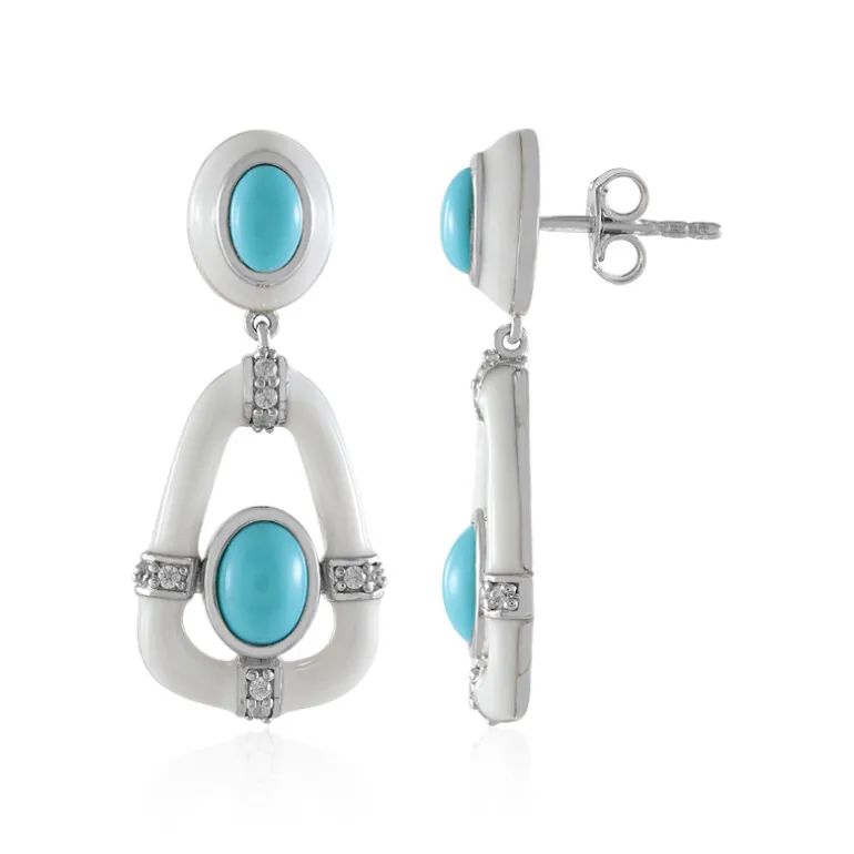 Sleeping Beauty-Türkis-Silberohrringe