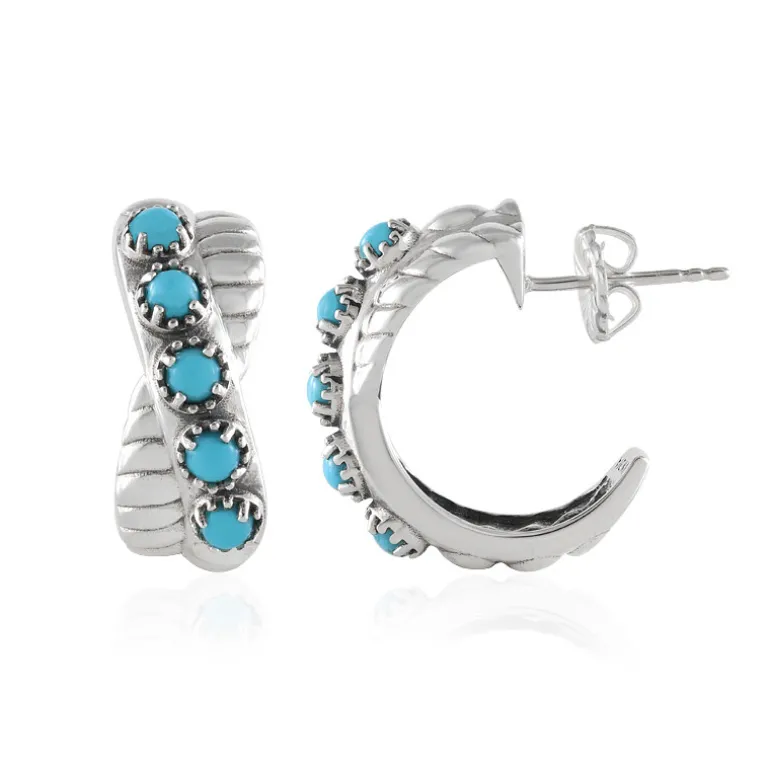 Sleeping Beauty-Türkis-Silberohrringe (Desert Chic)