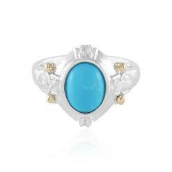Sleeping Beauty-Türkis-Silberring mit Gold (Granulieren)