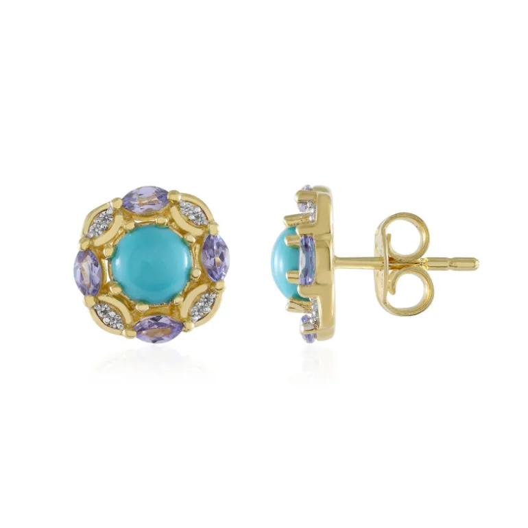 Sleeping Beauty-Türkis-Silberohrringe