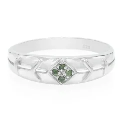 Smaragdgrüner Brillant-Silberring