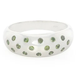 Smaragdgrüner Brillant-Silberring