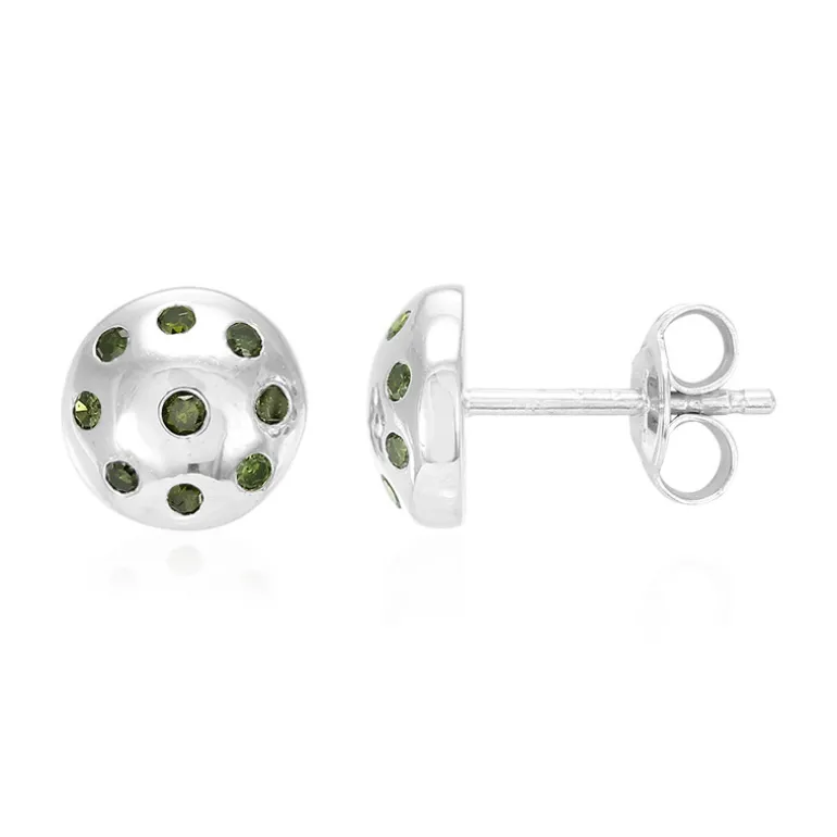 Smaragdgrüner Diamant-Silberohrringe