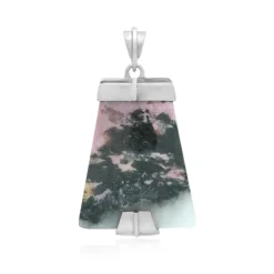 Sulawesi-Rhodonit-Silberanhänger (Bali Barong)