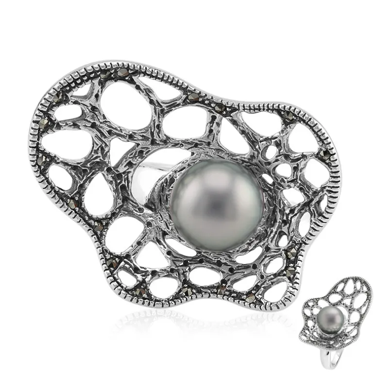 Tahitiperlen-Silberring (Annette classic)