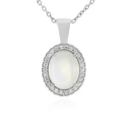 Tansania-Regenbogen-Mondstein-Silberhalskette