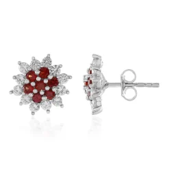 Tansania-Rubin-Silberohrringe (Adela Silber)