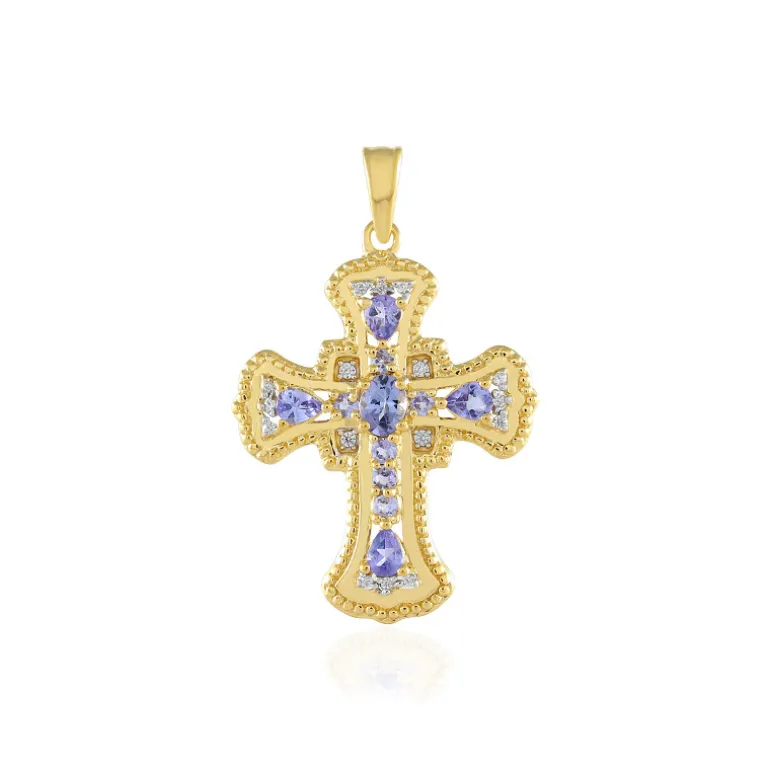 Tansanit-Silberanhänger