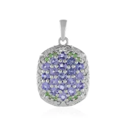 Tansanit-Silberanhänger